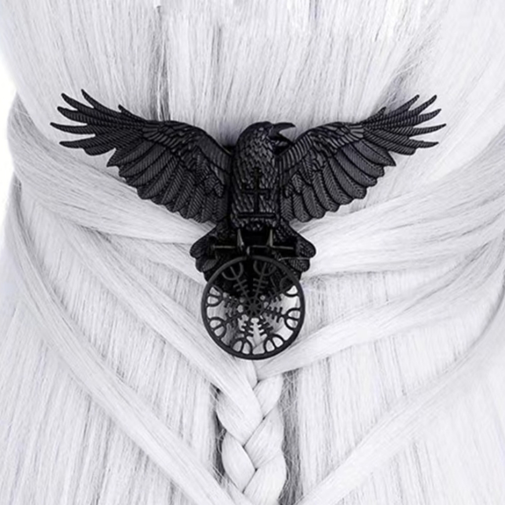 Black Metal Viking Raven hair clip